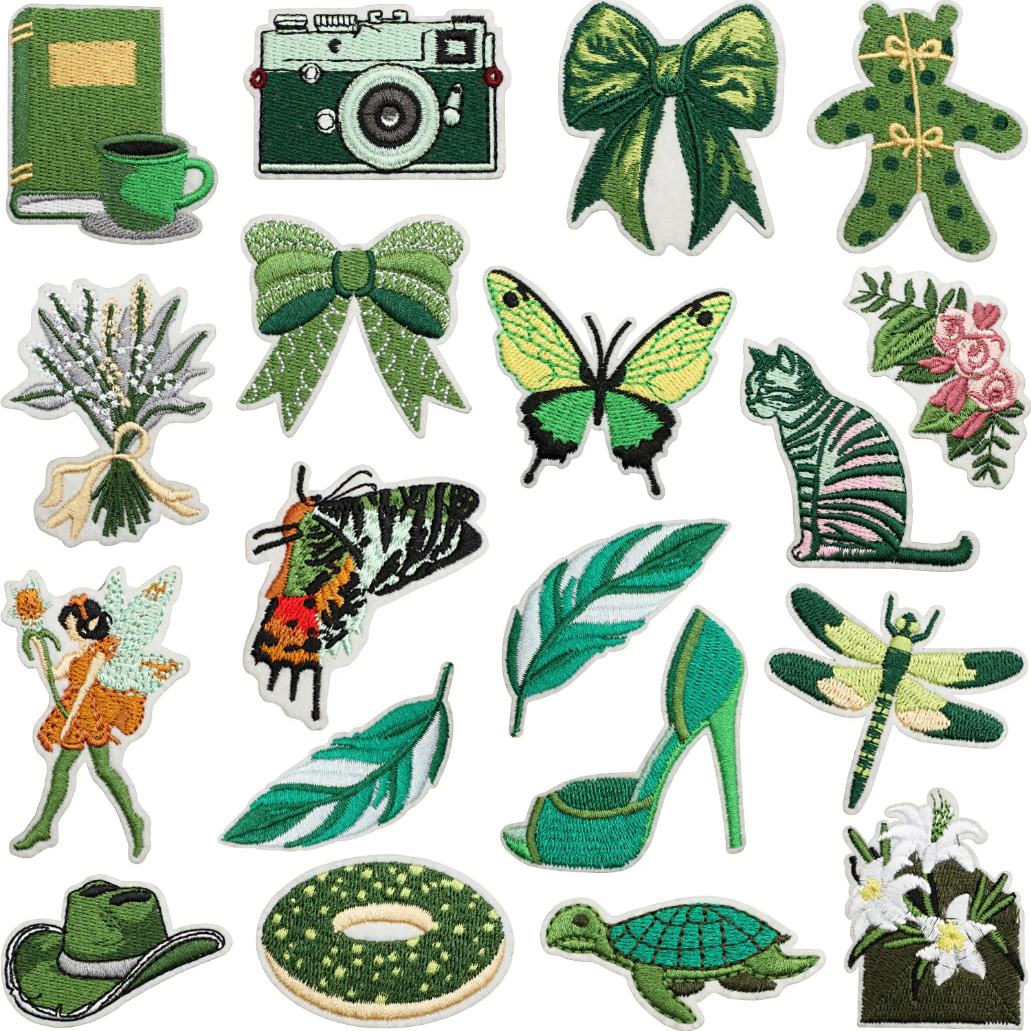 Parche bordado para planchar hada de flores verde oscuro, niñas - imagen 2