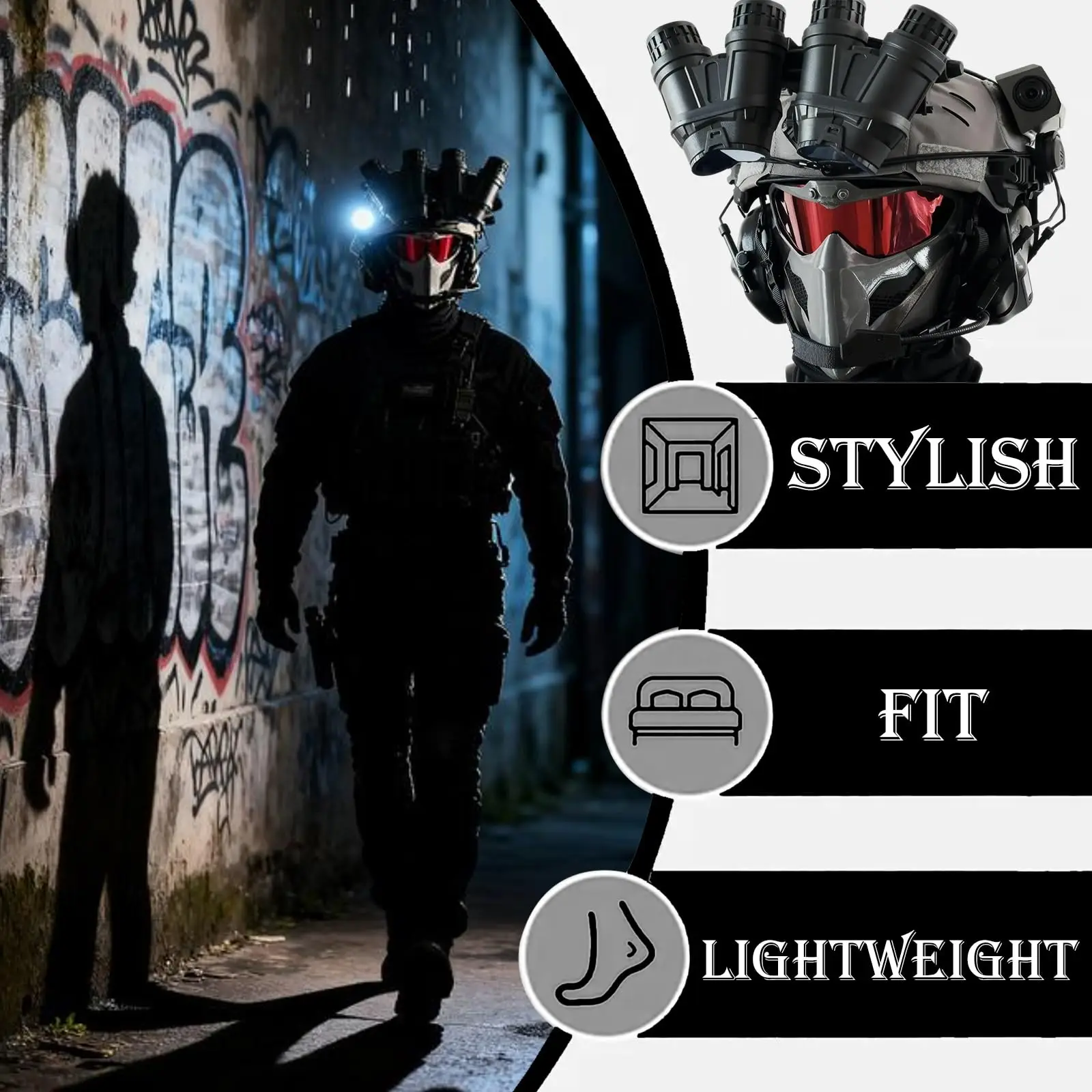 Casco táctico integral airsoft 9 en 1 con máscara, auriculares y NVG maniquí - imagen 3