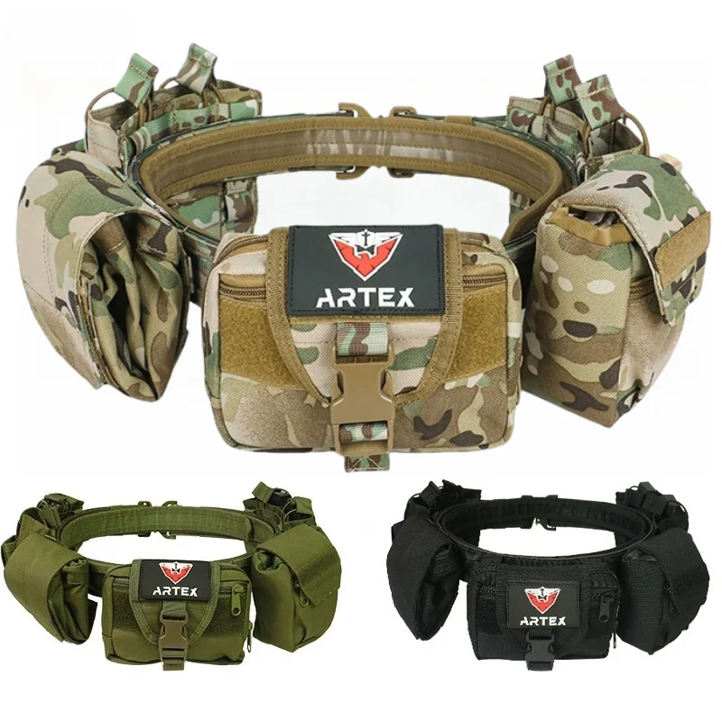 Cinturón táctico utilitario con bolsas para airsoft y accesorios