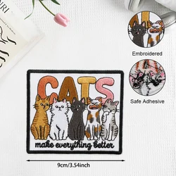 Parche bordado termoadhesivo gatos lo mejoran todo para ropa y gorra