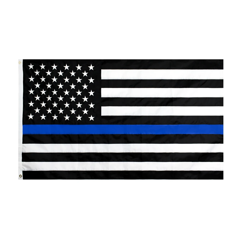 Banderín policial Thin Blue Line – Nylon impermeable bordado 90x150 cm - imagen 4