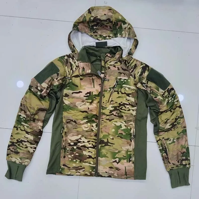 UAF Chaqueta táctica softshell con capucha para caza y senderismo - imagen 3