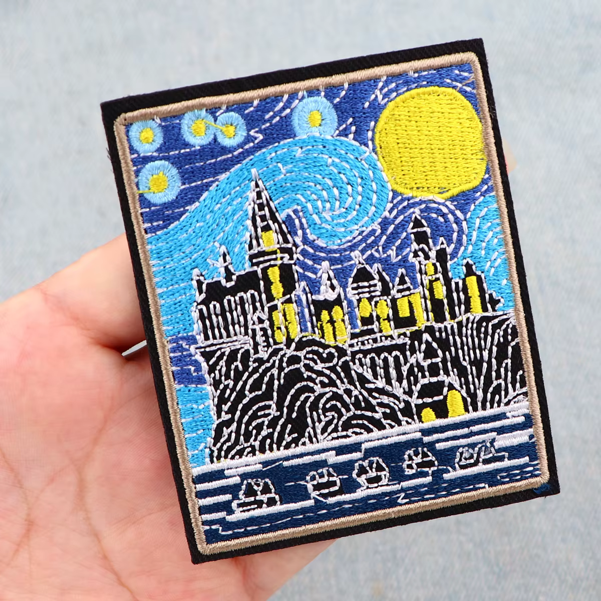 Parche bordado Van Gogh cielo estrellado para ropa - planchar o coser