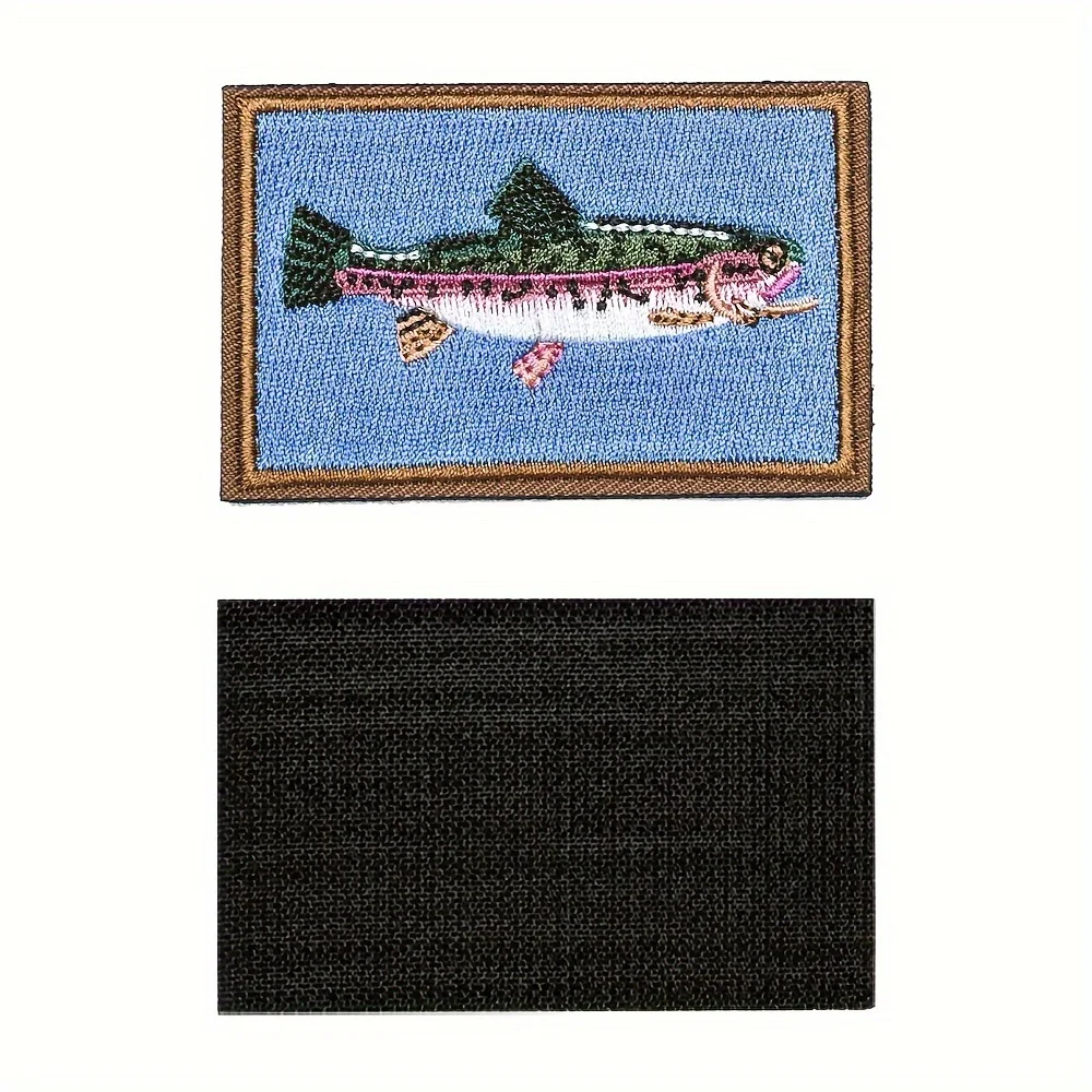 Parche táctico velcro bordado pesca trucha río para mochila
