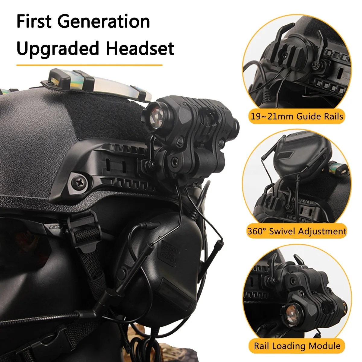 Auriculares tácticos Airsoft con radio y PTT para casco FAST - imagen 5