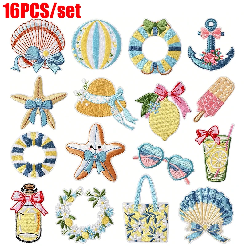 Parche termoadhesivo para ropa estilo playa con concha y estrella - imagen 5
