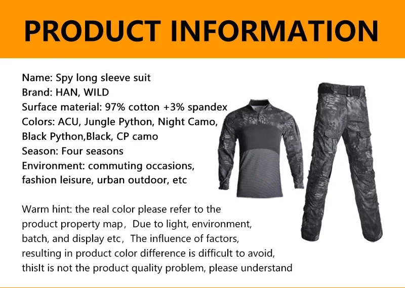 Vista general del uniforme táctico HAN WILD