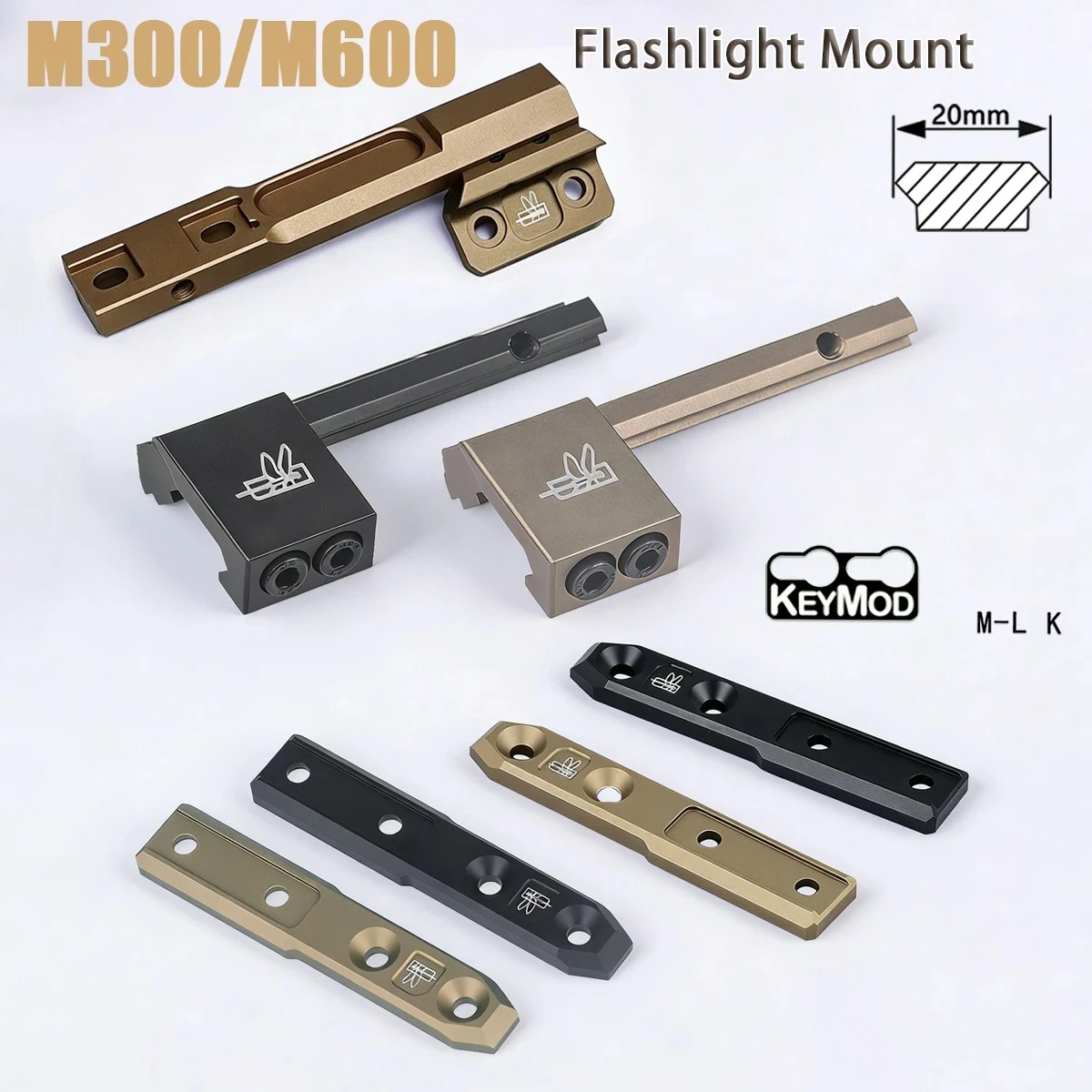 Soporte linterna Surefire M600B para carril Picatinny 20 mm KEYMOD