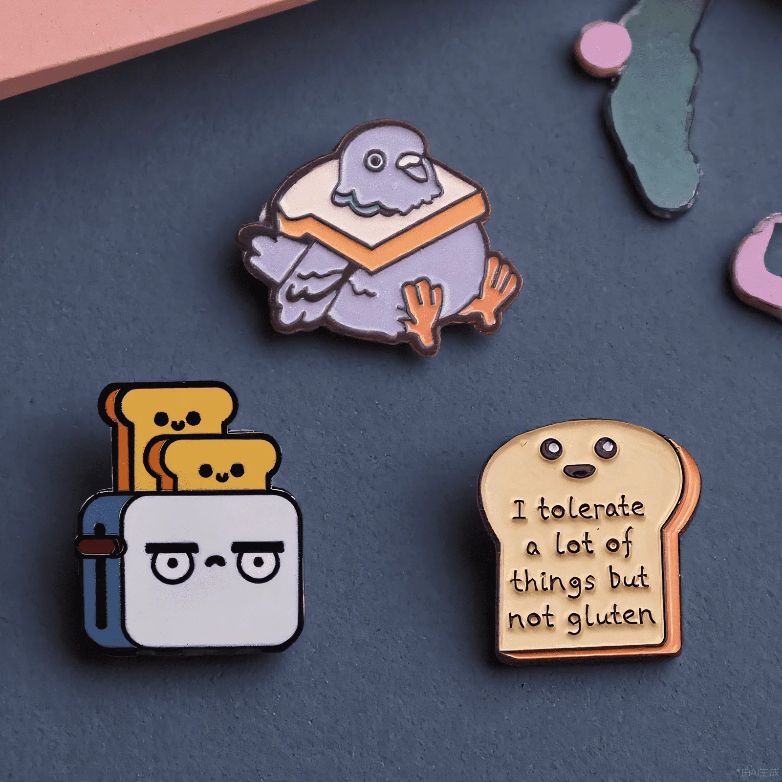 Broche con diseño temático de comida y estilo divertido