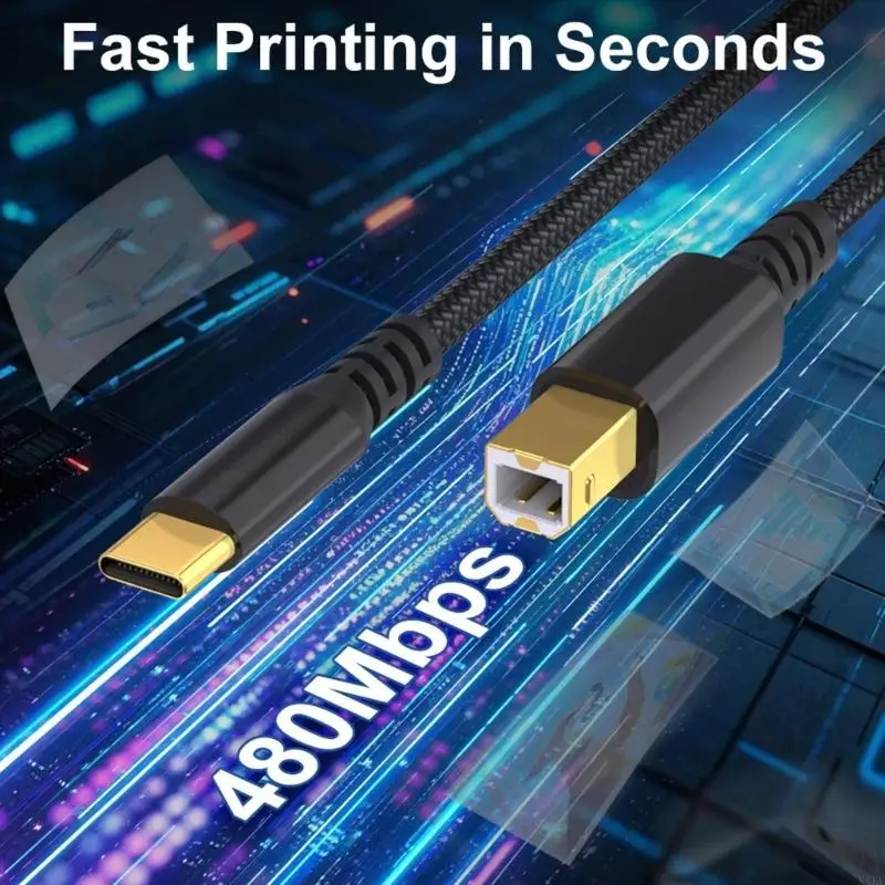 Cable USB Tipo C a B para impresora 3D – 480 Mbps K1KF Resistente - imagen 5