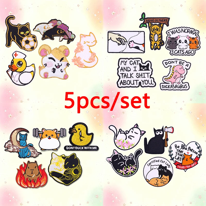 Parches termoadhesivos bordados animales, gatos y patos para ropa - imagen 3