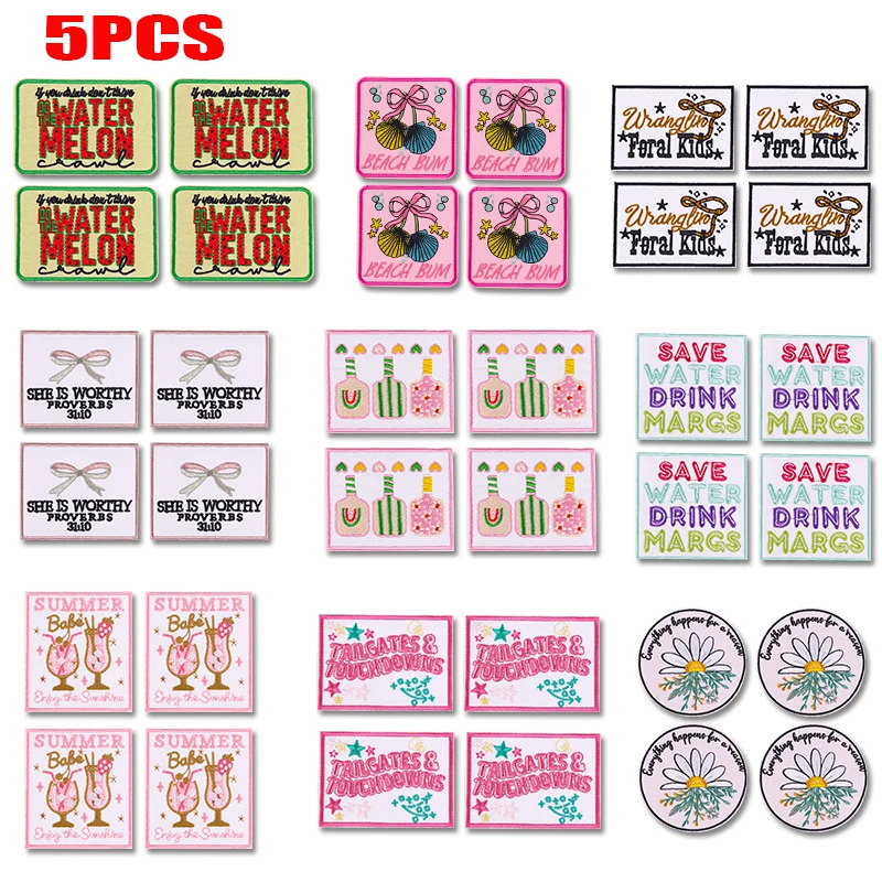 Pack de 5 parches bordados con letras de dibujos animados