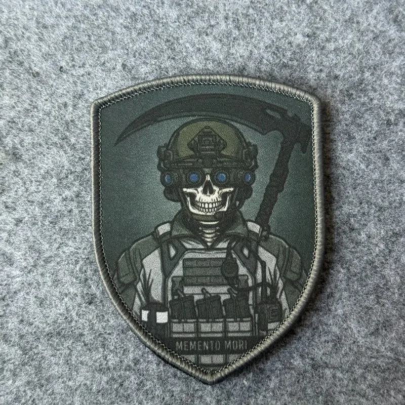Parche táctico Memento Mori esqueleto soldado guadaña militar - imagen 5