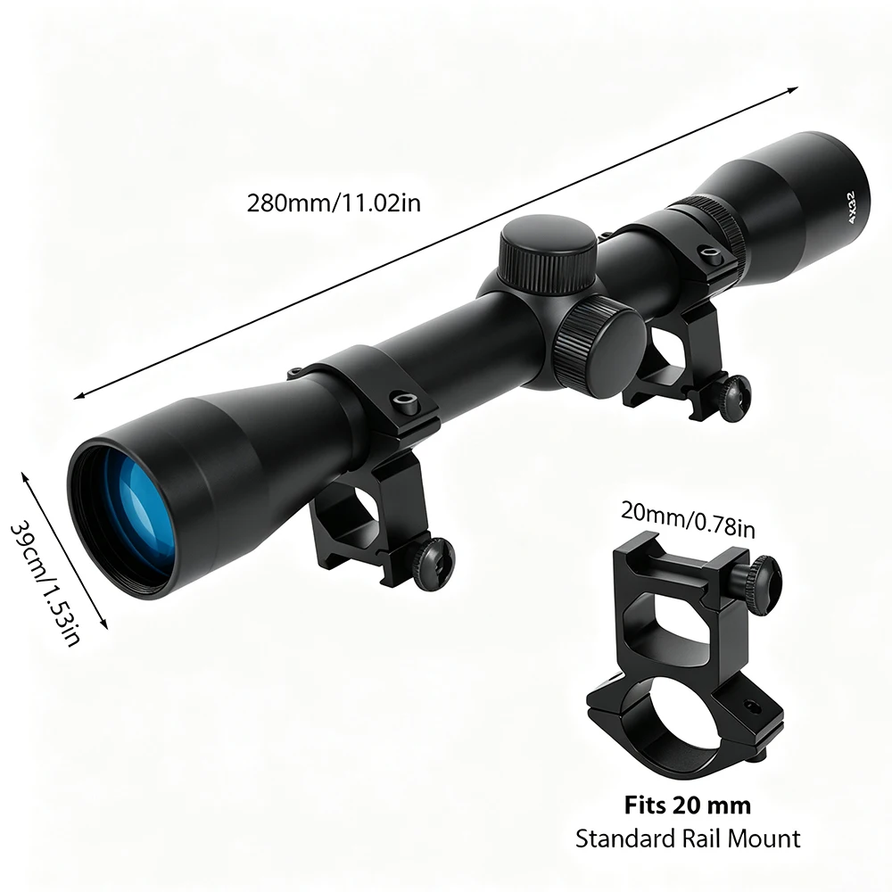 Mira telescópica táctica Mil-dot retícula cruzada compacta para rifle - imagen 2