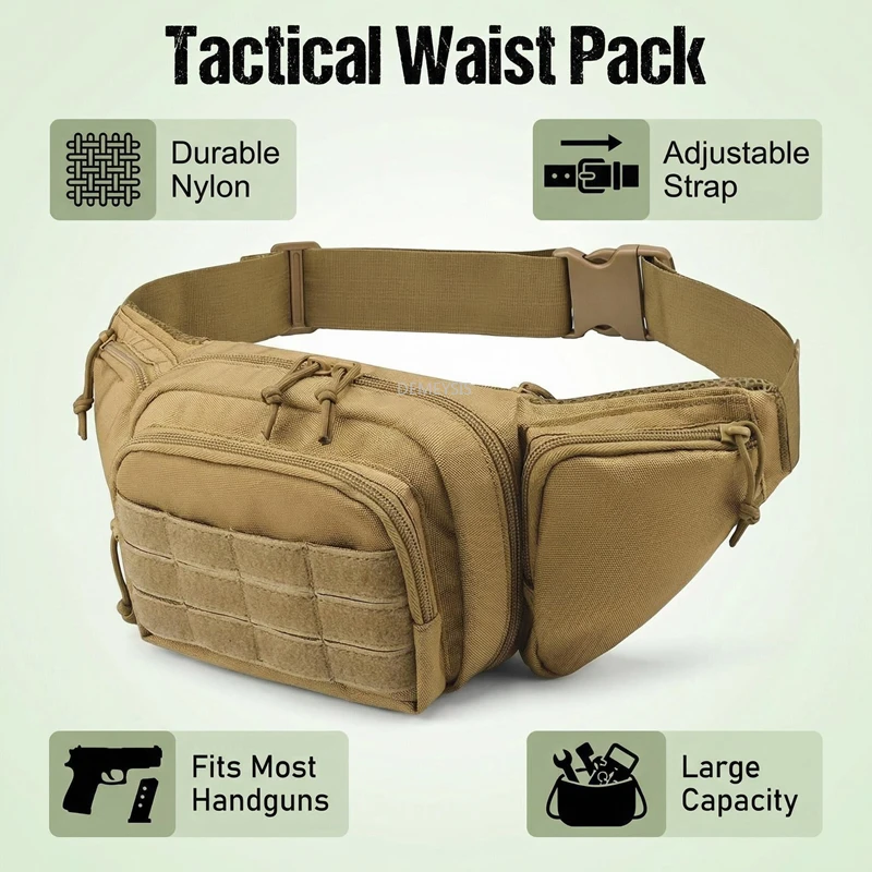 Riñonera táctica MOLLE de nylon para airsoft, caza y camping - imagen 5