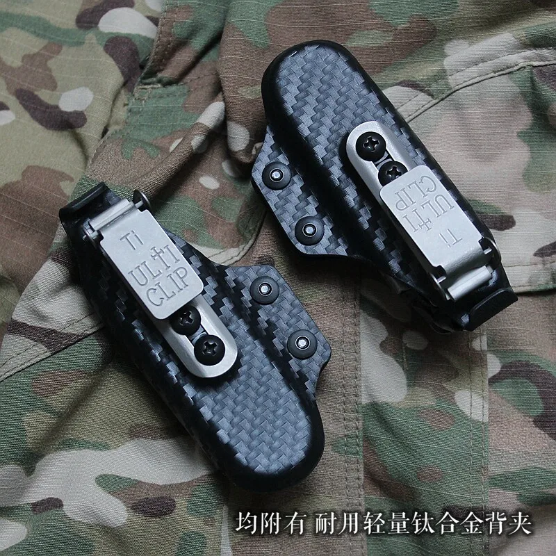 Funda EDC fibra de carbono con clip cinturón titanio para cuchillo - imagen 3