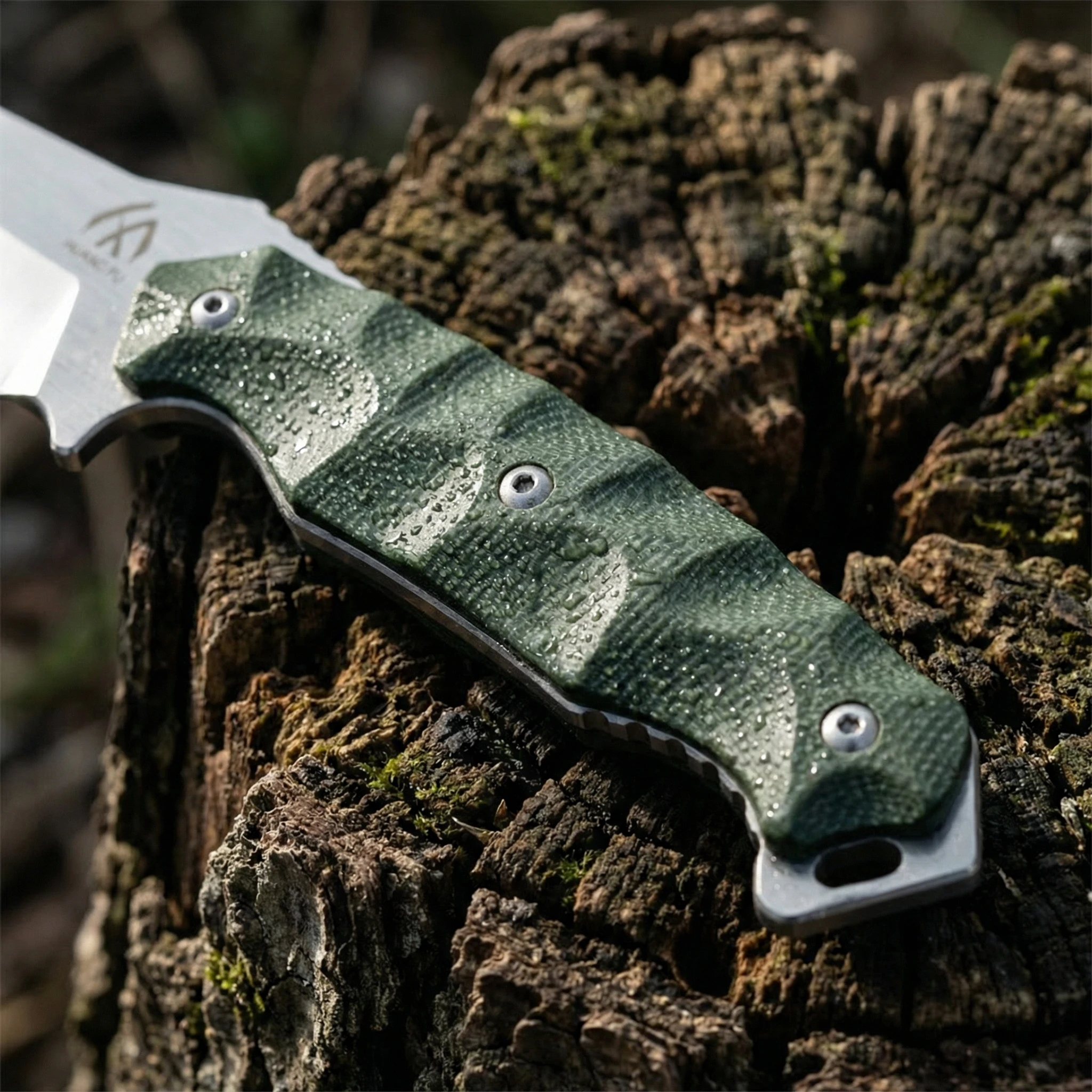 Cuchillo hoja fija táctico para exteriores con mango de lino y funda - imagen 5