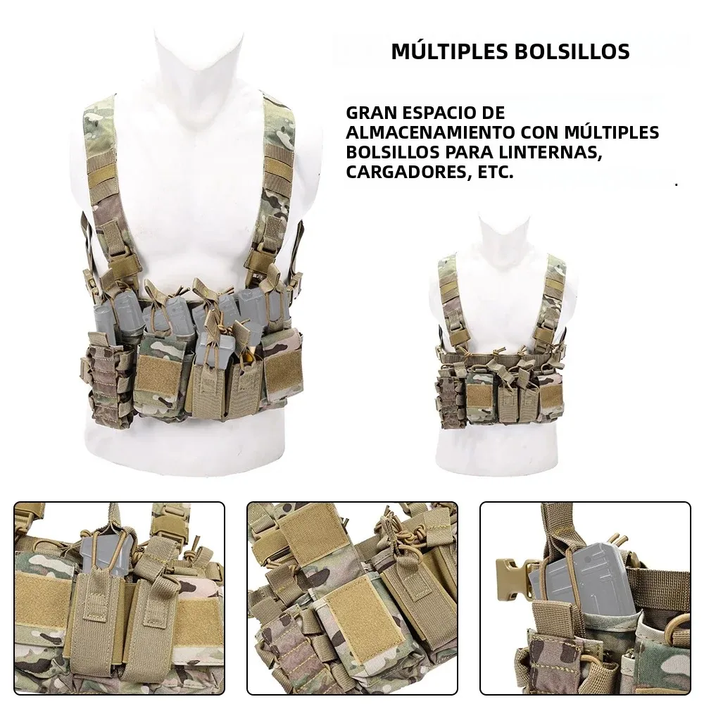 Chaleco Táctico MOLLE D3CR para Airsoft con Bolsillos Portacargadores - imagen 5