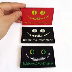 Parche reflectante emblema bordado táctico ojo de gato Cheshire