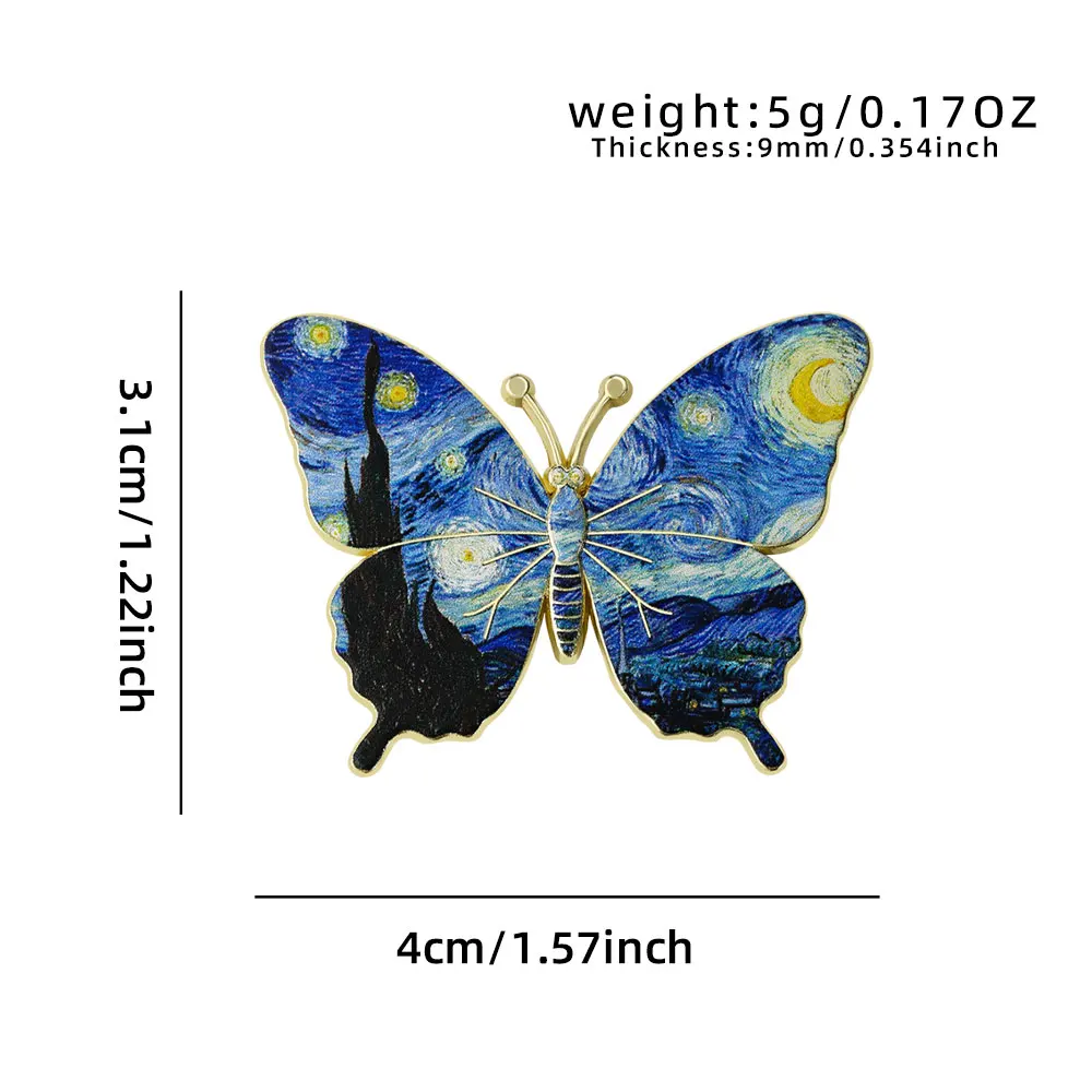 Broches Esmalte Van Gogh – Mariposa y Girasol para Chaquetas - imagen 5