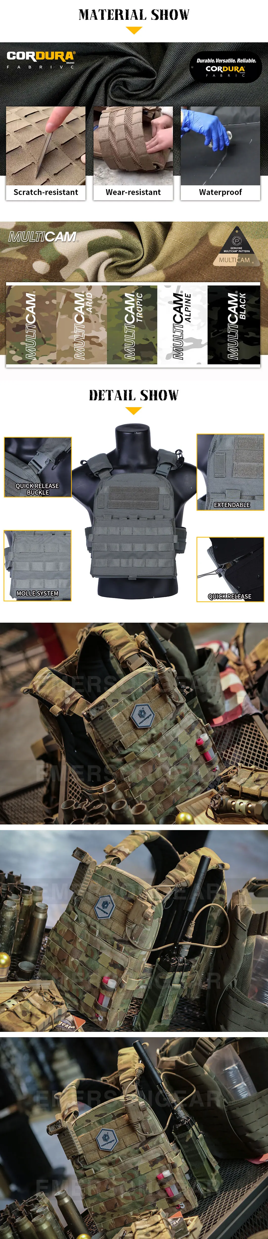 Detalle del material Cordura 500D del chaleco