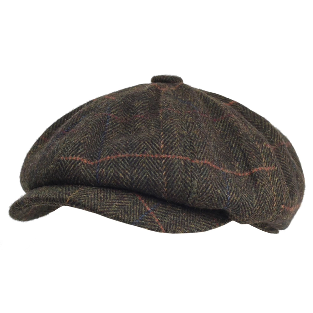 Vista del diseño con estilo retro de gorra de lana espiga