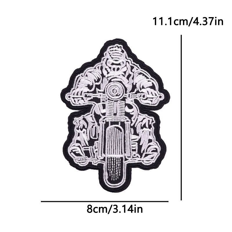 Parche termoadhesivo calavera gótica punk para moto, bordado sol-luna - imagen 2