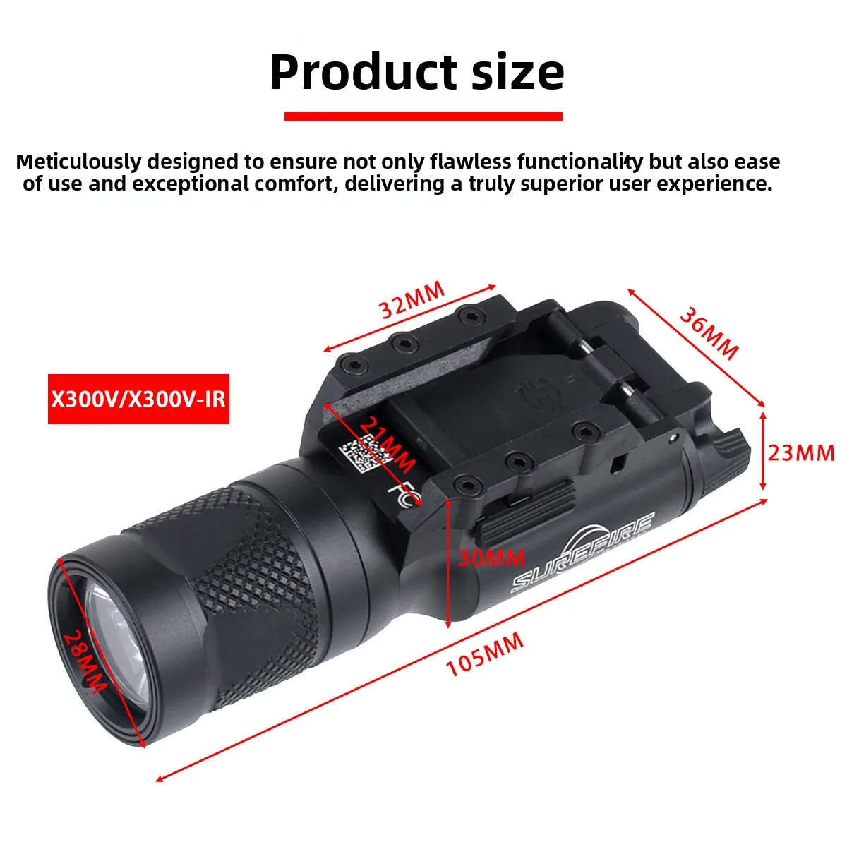 Linterna táctica Surefire X300U de metal para carril Picatinny - imagen 5