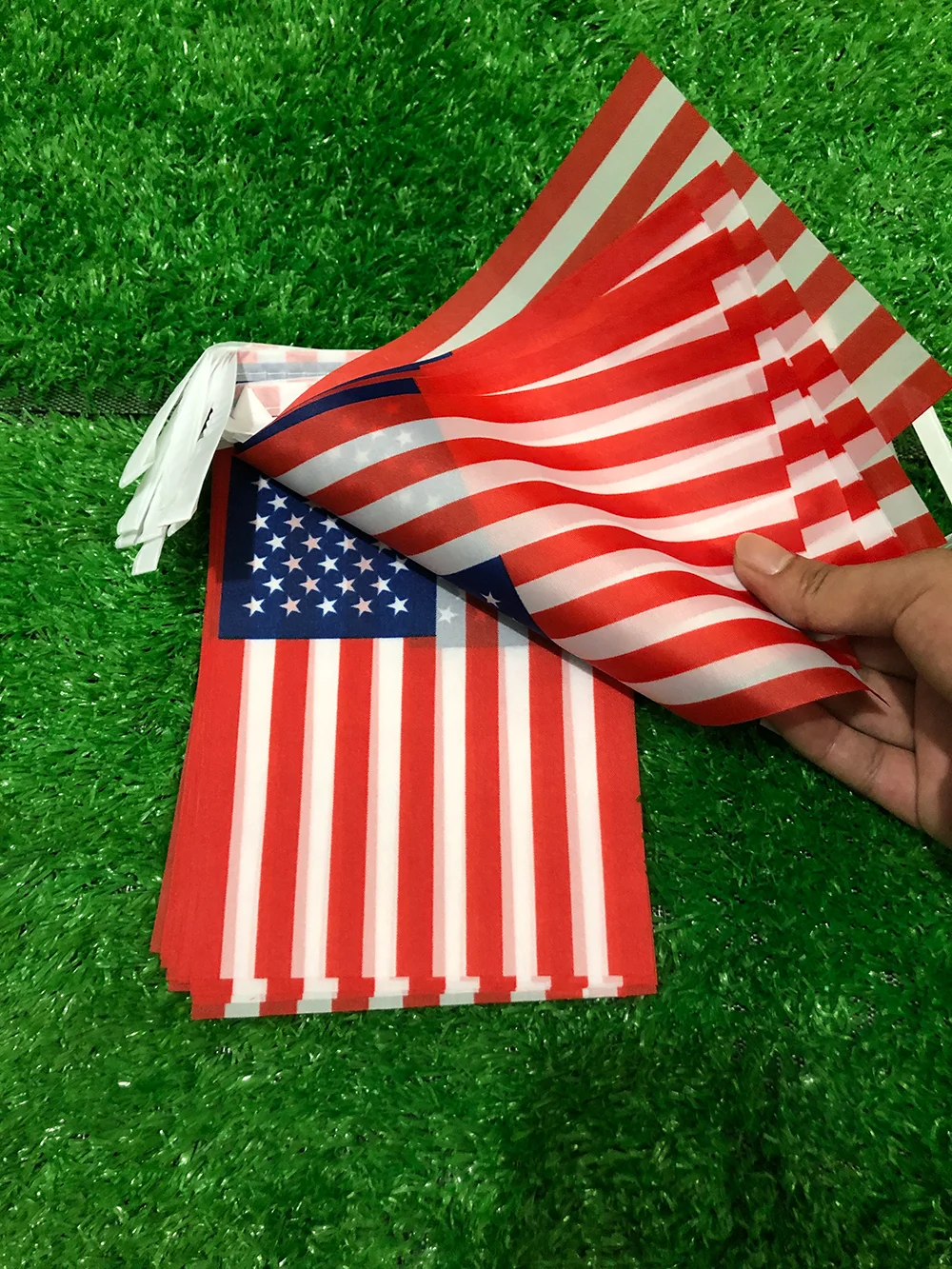 Banderín americano de poliéster para colgar, guirnalda de banderas