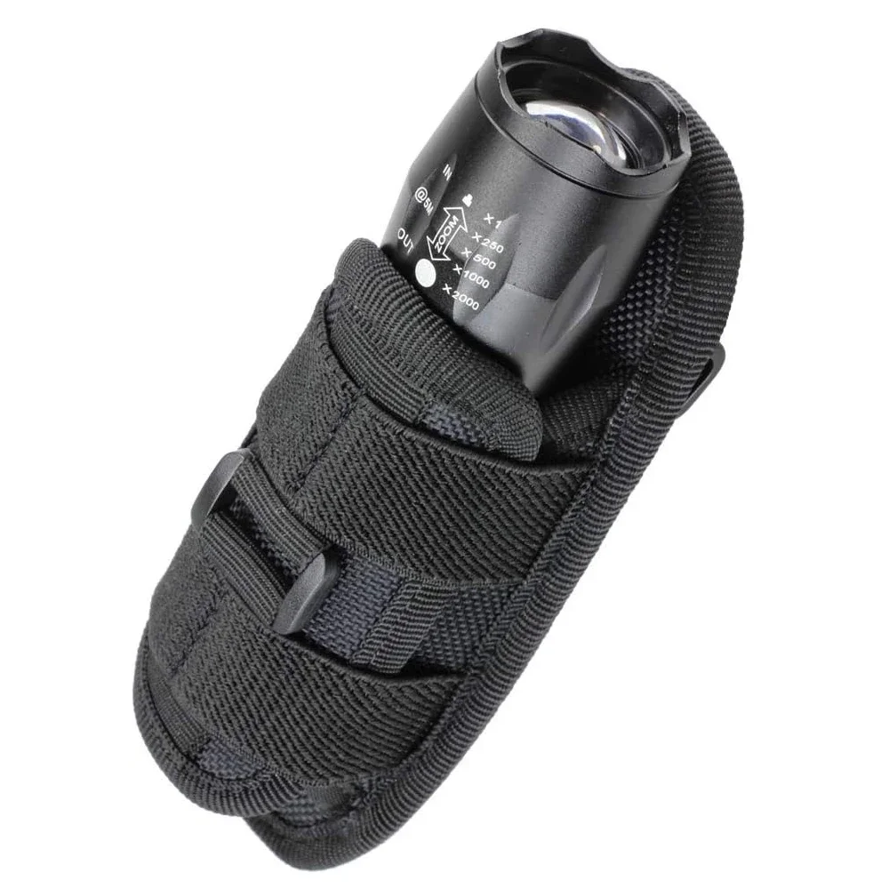 Funda linterna táctica giratoria con clip mosquetón para cinturón