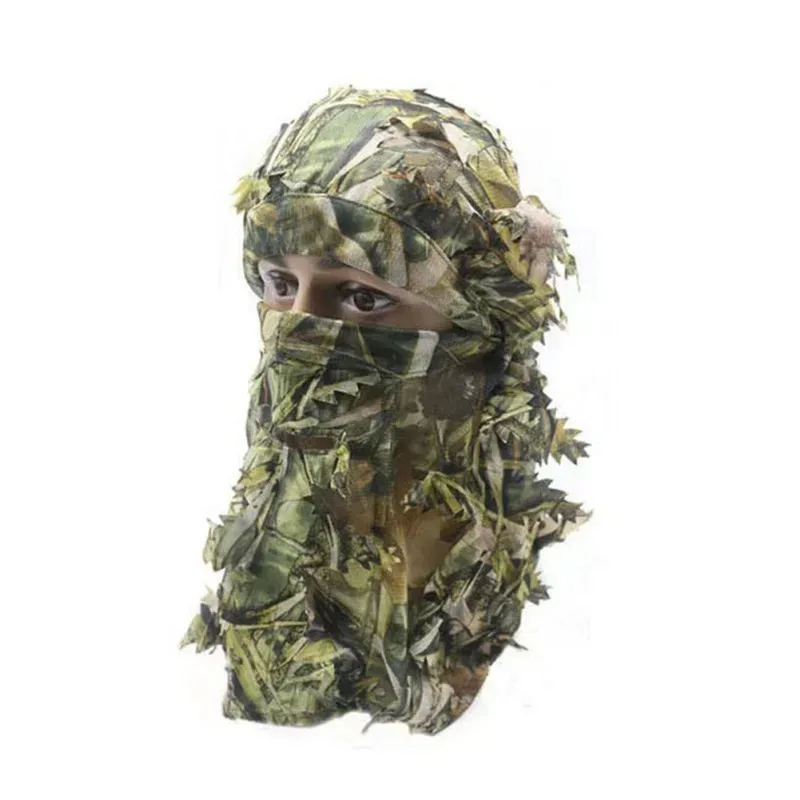 Sombrero camuflaje 3D ghillie con capucha facial para caza - imagen 5