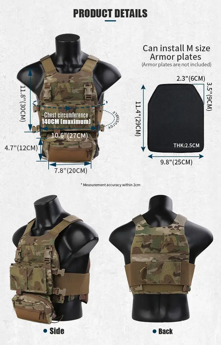 Chaleco táctico con sistema MOLLE y panel frontal