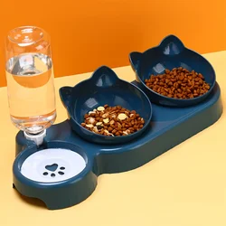 Plato inclinado para gatos con bebedero gravedad y cuello protegido