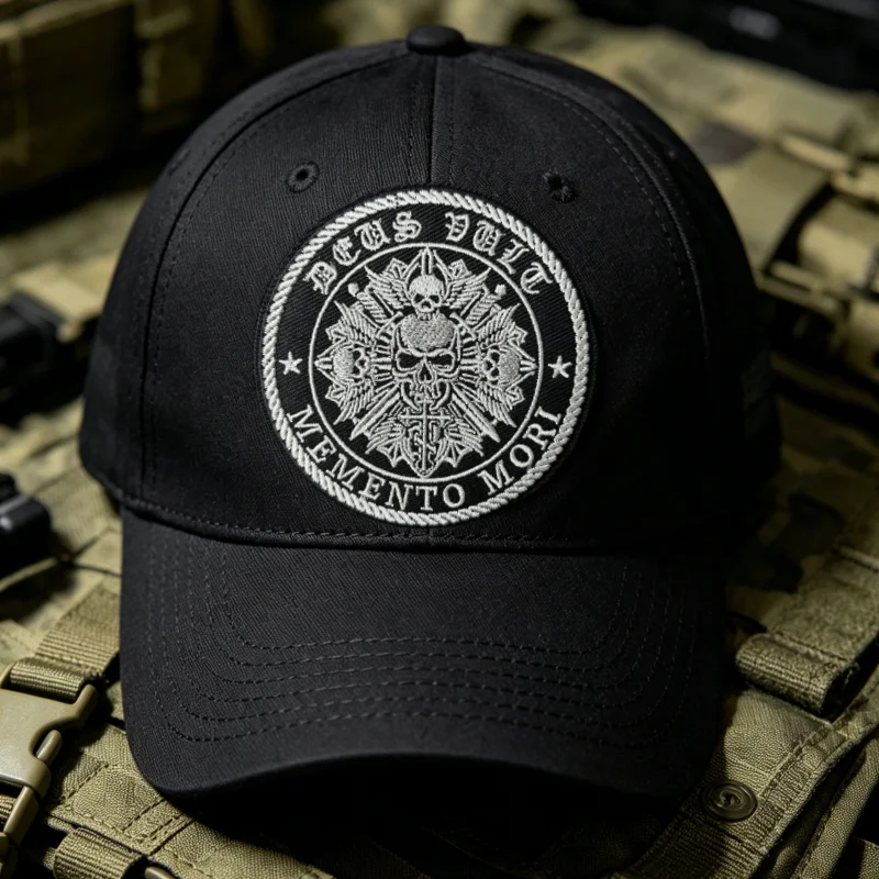 Parche táctico bordado Memento Mori para velcro en chaleco - imagen 5