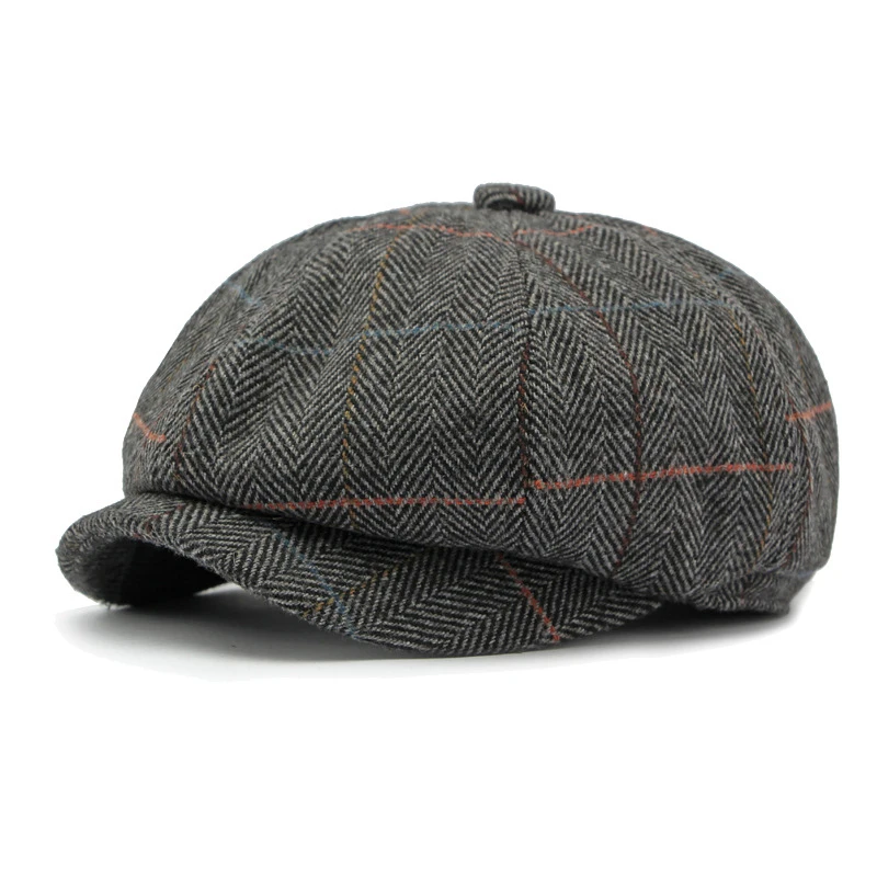 Gorra plana tweed de espiga retro octogonal para hombre y mujer - imagen 3
