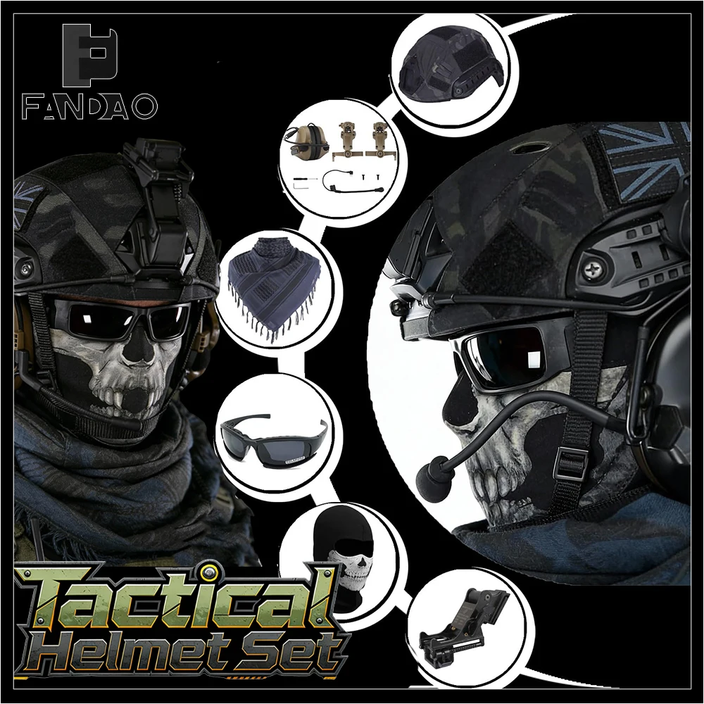 Casco táctico Airsoft con visor NVG PVS-14 y auriculares de protección - imagen 5