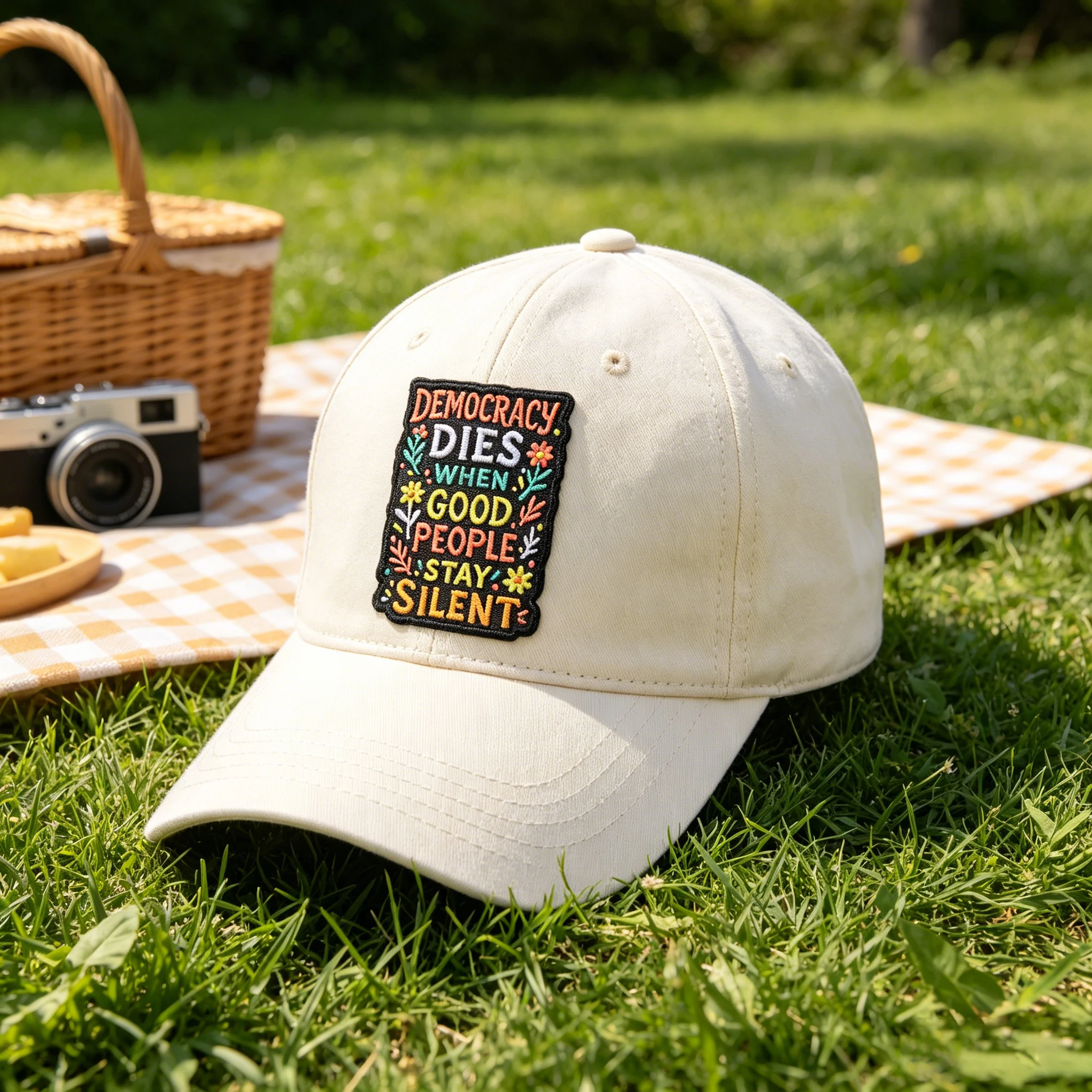 Parche bordado termoadhesivo frase democracia manualidades ropa y gorra - imagen 5