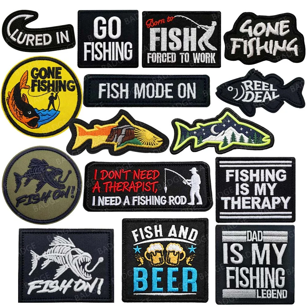 Parche táctico velcro pesca esqueleto pez y cerveza bordado - imagen 2