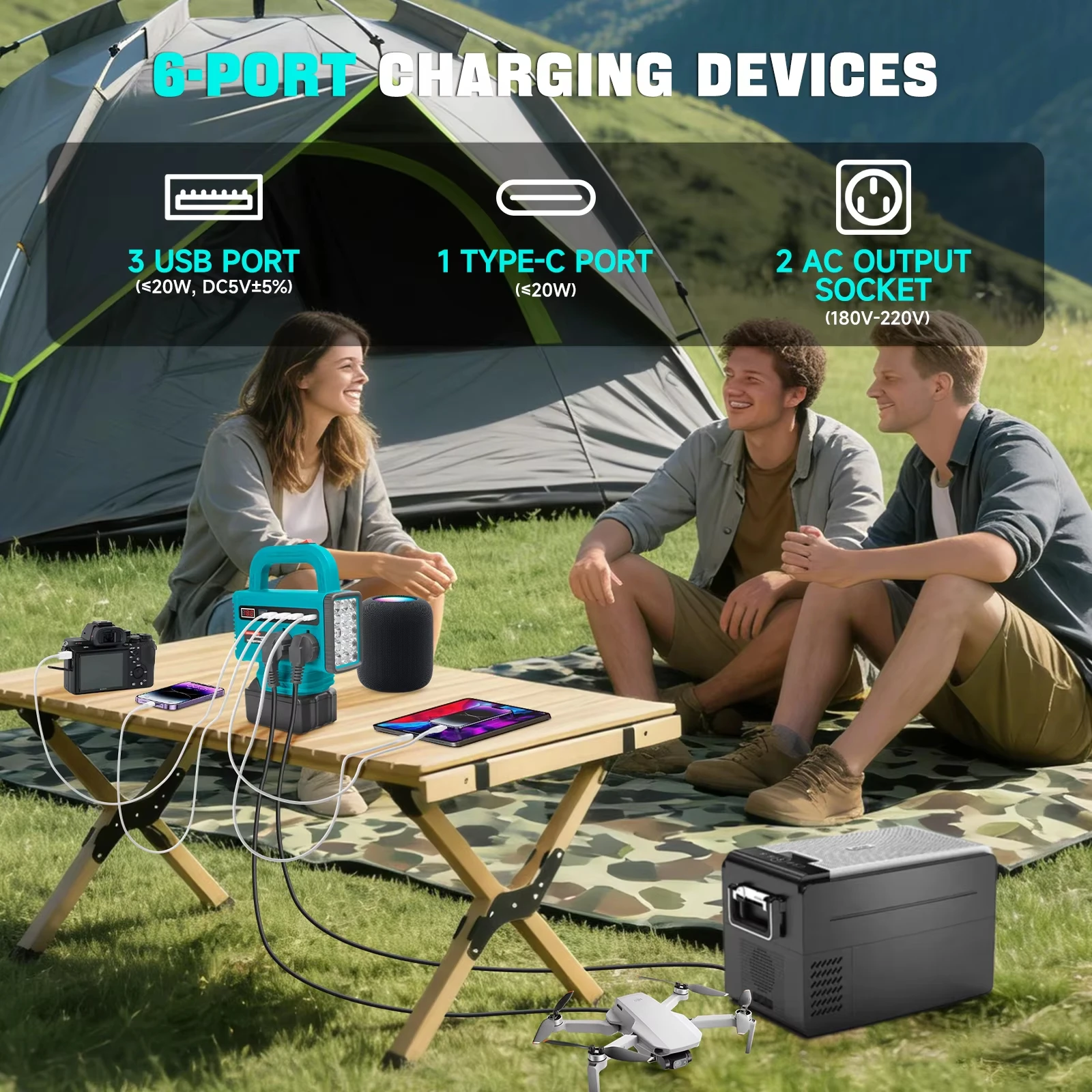 Inversor de corriente 220 V para batería Makita 18 V con USB-C - imagen 3