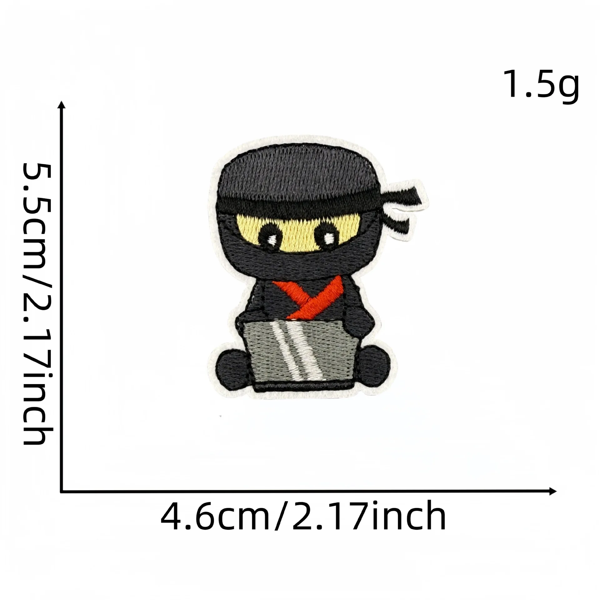 Parche bordado termoadhesivo ninja katana negro para ropa - imagen 3