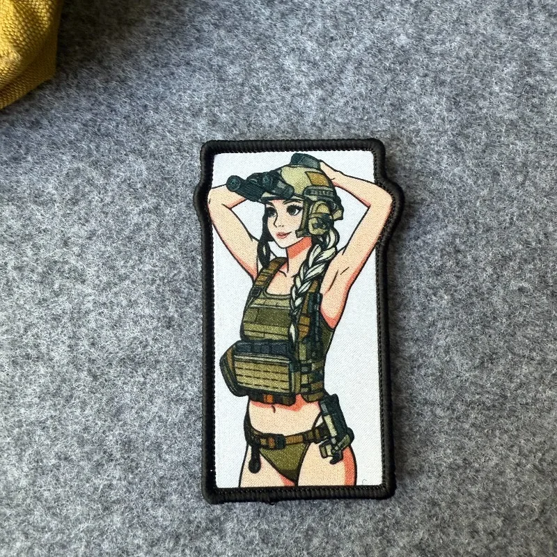 Parche táctico gancho y bucle chica soldado dibujos animados mochila - imagen 4