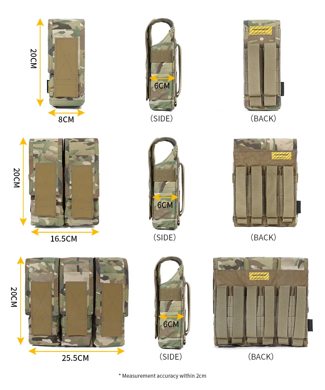 Vista frontal de la bolsa triple EM6412