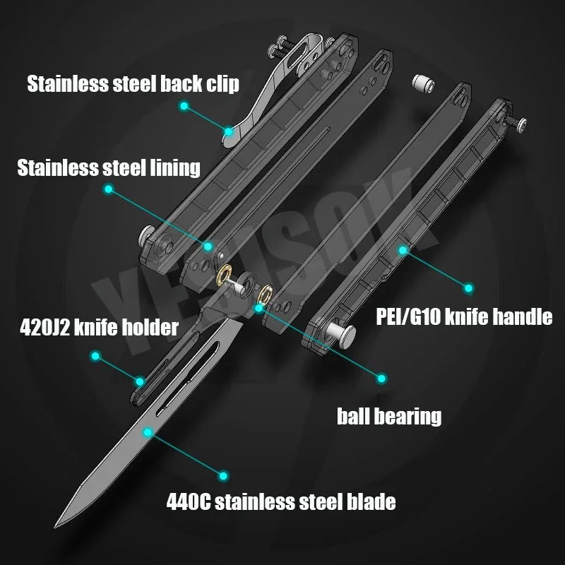Primer plano del mango G10 texturizado
