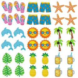 Parche termoadhesivo bordado tropical: paraguas arcoíris y palmera