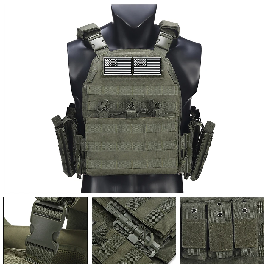 Chaleco táctico liberación rápida MOLLE bolsa triple frontal resistente - imagen 5