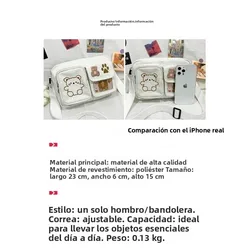 Bolso bandolera de lona con bordado oso vintage estilo táctico
