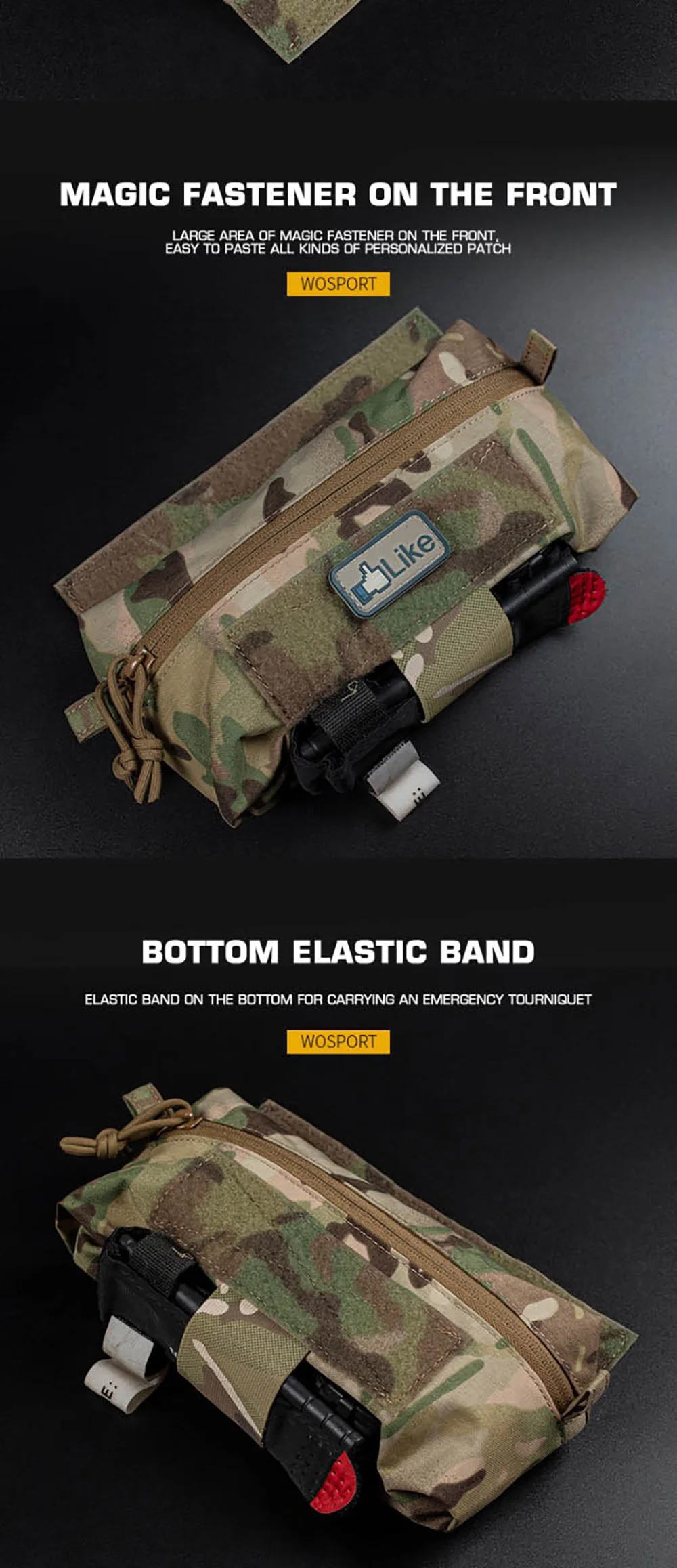 Bolsa táctica colgante para chaleco integrada en el equipo