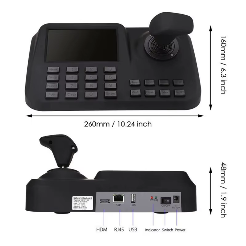 Controlador PTZ con joystick avanzado y unidad de mando para cámara