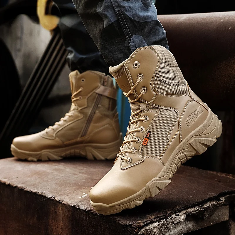 Botas tácticas de cuero impermeables y transpirables para hombre - imagen 3