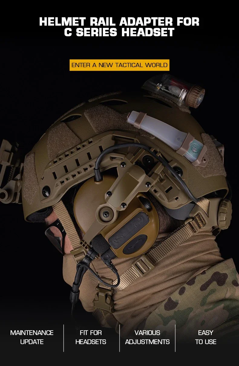 Adaptador de riel ARC para montaje de auriculares tácticos en casco